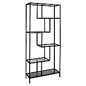 Home Deco Factory Edison Estantería metálica (L x An x Al: 30 x 80 x 180 cm, Metal/Vidrio templado, Negro) | BAUHAUS