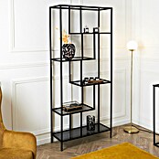 Home Deco Factory Edison Estantería metálica (L x An x Al: 30 x 80 x 180 cm, Metal/Vidrio templado, Negro) | BAUHAUS