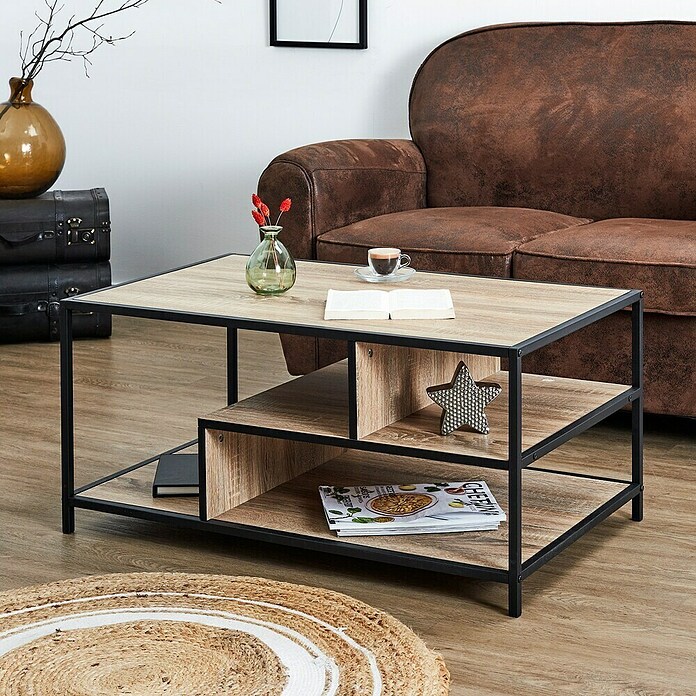 Home Deco Factory Edison Conjunto mueble de salón (3 pzs., Negro/Marrón) | BAUHAUS