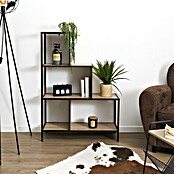 Home Deco Factory Edison Estantería metálica (L x An x Al: 30 x 80 x 112,4 cm, Metal/Madera, Negro/Marrón, Forma de escalera) | BAUHAUS