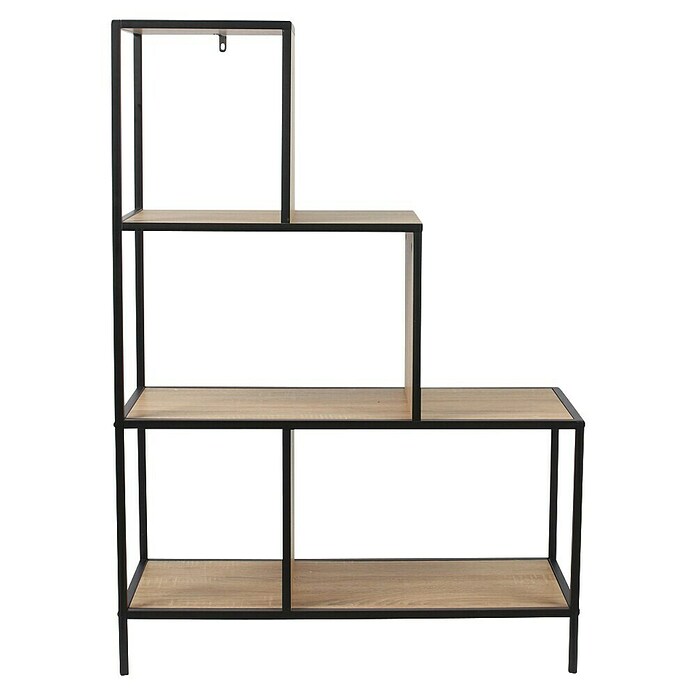 Home Deco Factory Edison Estantería metálica (L x An x Al: 30 x 80 x 112,4 cm, Metal/Madera, Negro/Marrón, Forma de escalera) | BAUHAUS