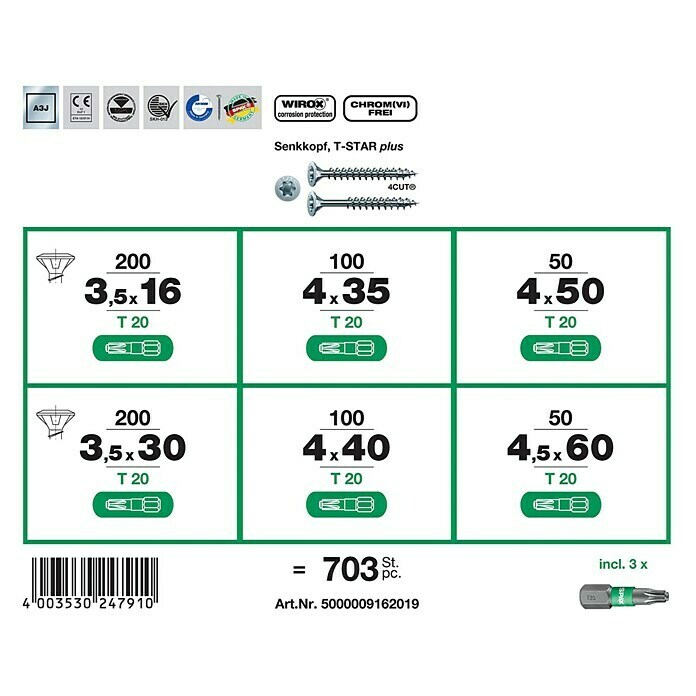 Spax Schrauben-Set L-Boxx703 -tlg. Front View