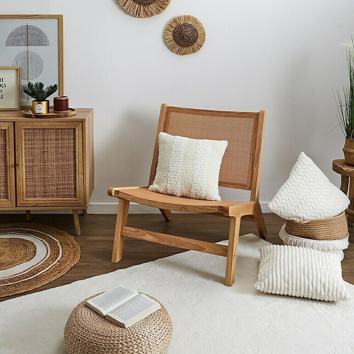 Home Deco Factory Bali Silla (Madera de Hevea, Marrón, Con ratán trenzado) | BAUHAUS