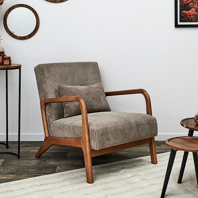 Home Deco Factory Sillón Scott (L x An x Al: 83,5 x 64,5 x 75 cm, Taupe, Textil canalé) | BAUHAUS