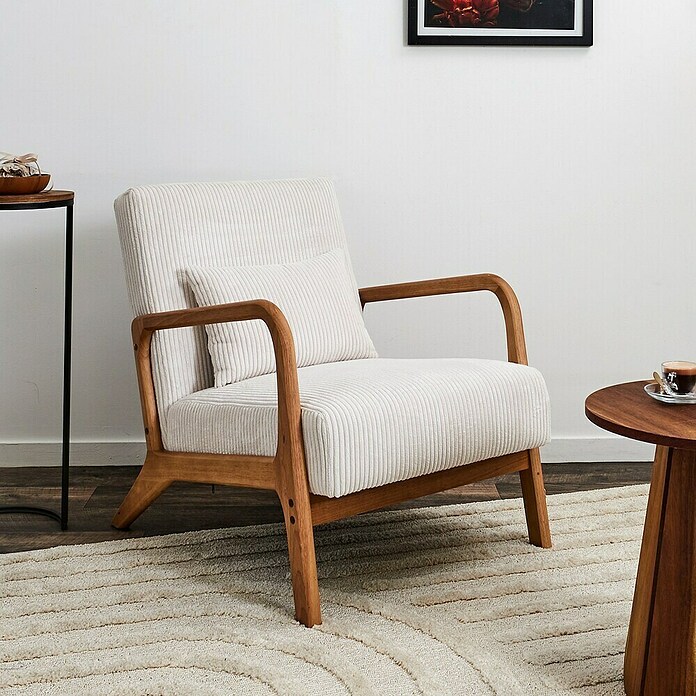 Home Deco Factory Sillón Scott (L x An x Al: 83,5 x 64,5 x 75 cm, Beige, Textil canalé) | BAUHAUS