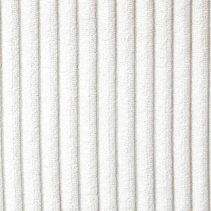 Home Deco Factory Sillón Scott - L x An x Al: 83,5 x 64,5 x 75 cm, Beige, Textil canalé - Primer plano de una tela de pana blanca con finas rayas verticales que muestran una superficie suave y texturizada.