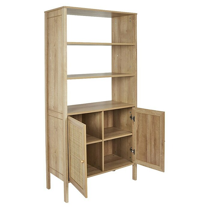 Home Deco Factory Bali Aparador buffet (L x An x Al: 37 x 80 x 163 cm, Marrón, Con ratán trenzado) | BAUHAUS