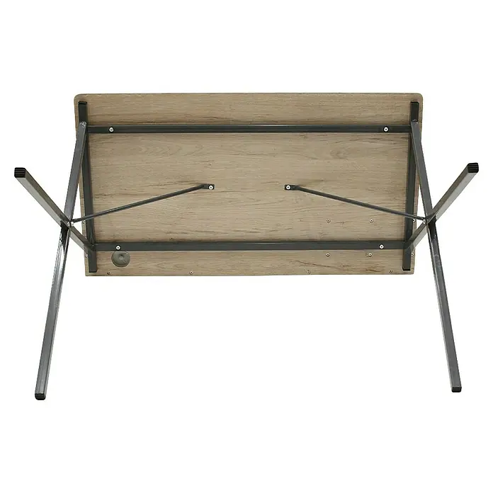 Home Deco Factory Mesa de escritorio - L x An x Al: 50 x 90 x 85 cm, Gris/Madera - Vista de una mesa plegable con tablero marrón claro y estructura metálica, ideal para espacios reducidos.