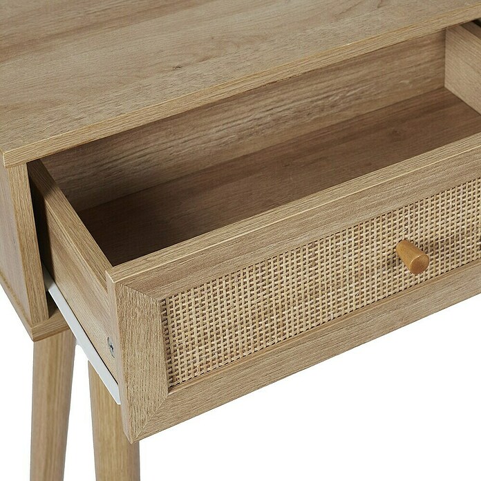 Home Deco Factory Bali Mesa auxiliar (L x An x Al: 29 x 100 x 81 cm, Marrón, Con ratán trenzado) | BAUHAUS