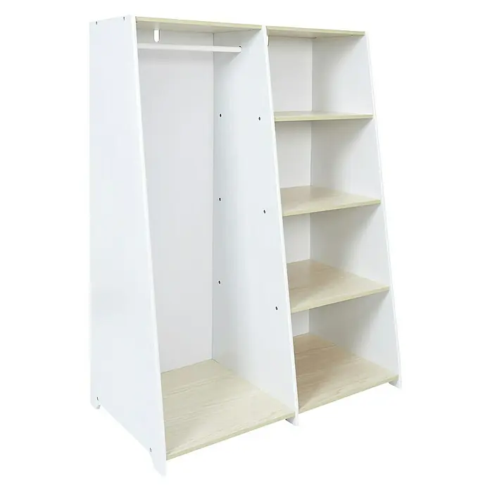 Home Deco Kids Armario para ropa - L x An x Al: 48 x 90 x 120 mm, Blanco/Beige, Específico para: Niños de 0 a 10 años - Armario blanco con barra de colgar y estantes, ideal para habitaciones infantiles, ofrece amplio espacio de almacenamiento y un aspecto moderno.