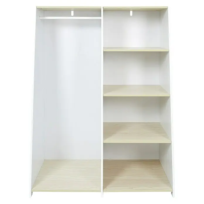 Home Deco Kids Armario para ropa - L x An x Al: 48 x 90 x 120 mm, Blanco/Beige, Específico para: Niños de 0 a 10 años - Armario luminoso con una barra para colgar ropa y estantes a la derecha. Proporciona una buena organización y almacenamiento.