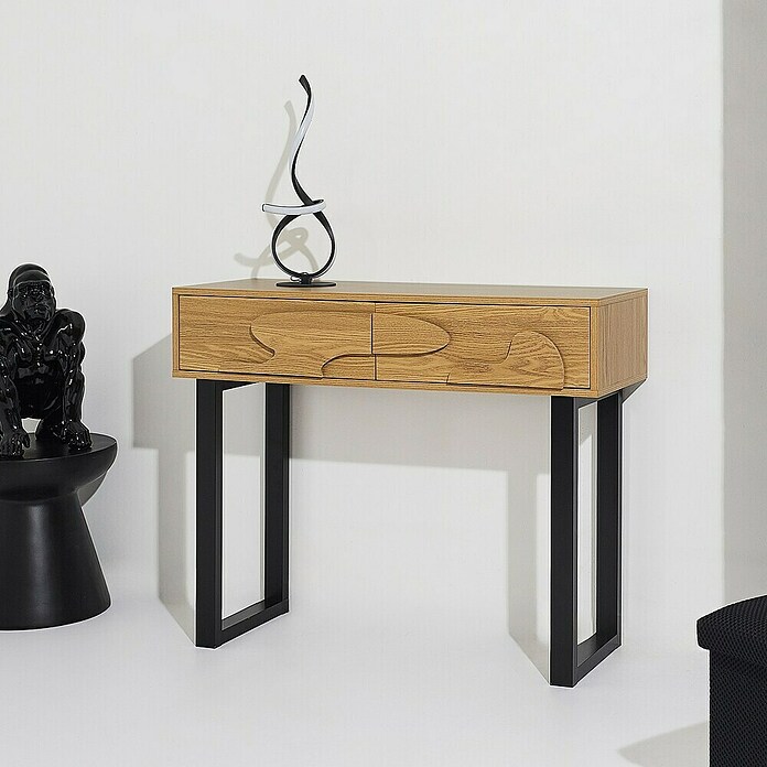 Home Deco Factory Calypso Mesa auxiliar (L x An x Al: 35 x 100 x 80 cm, MDF/Metal, Relieves curvos) | BAUHAUS
