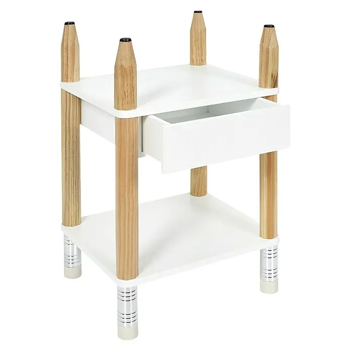 Home Deco Kids Conjunto de muebles Lápiz - 5 pzs., Blanco/Beige, Específico para: Niños de 3 a 5 años - Esta mesa auxiliar cuenta con un cajón y un estante con patas de madera. Su diseño moderno se integra perfectamente en cualquier habitación.