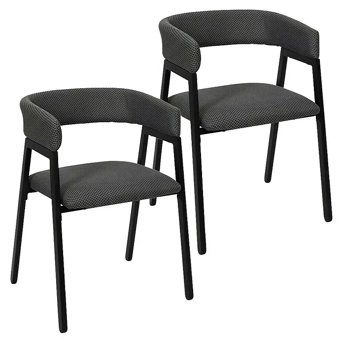 Home Deco Factory Silla Atom - Gris, 2 ud. - Dos sillas modernas con tapicería gris y patas de metal negro. Las sillas tienen un diseño minimalista, ideal para comedores o despachos.