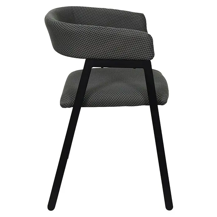 Home Deco Factory Silla Atom - Gris, 2 ud. - Vista de una silla negra con malla gris, ideal para oficinas u hogares modernos. Su diseño minimalista le da un atractivo elegante.