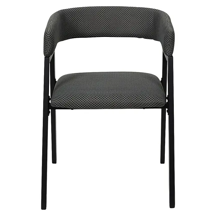 Home Deco Factory Silla Atom - Gris, 2 ud. - Silla de oficina con asiento y respaldo de tela gris y estructura metálica negra. Tiene un respaldo curvado y un asiento cómodo.