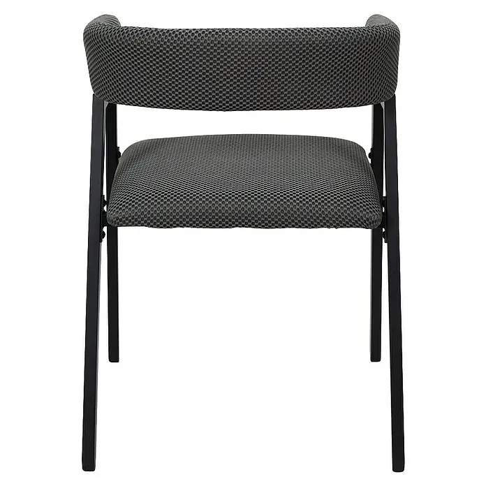 Home Deco Factory Silla Atom - Gris, 2 ud. - Primer plano de una silla gris con asiento y respaldo de tela de malla, con estructura metálica.
