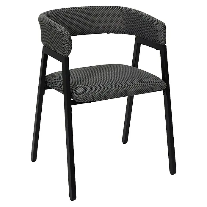 Home Deco Factory Silla Atom - Gris, 2 ud. - Elegante silla con tapicería de malla gris y estructura negra. Su diseño moderno la convierte en un punto focal en cualquier habitación.