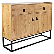 Home Deco Factory Abbot Aparador (L x An x Al: 29 x 100 x 80 cm, Marrón/Negro, Número de cajones: 2 ud., Número de puertas: 2 ud.) | BAUHAUS