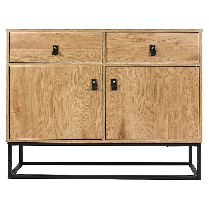 Home Deco Factory Abbot Aparador (L x An x Al: 29 x 100 x 80 cm, Marrón/Negro, Número de cajones: 2 ud., Número de puertas: 2 ud.) | BAUHAUS