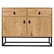 Home Deco Factory Abbot Aparador (L x An x Al: 29 x 100 x 80 cm, Marrón/Negro, Número de cajones: 2 ud., Número de puertas: 2 ud.) | BAUHAUS