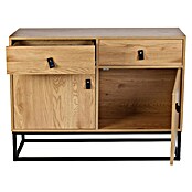 Home Deco Factory Abbot Aparador (L x An x Al: 29 x 100 x 80 cm, Marrón/Negro, Número de cajones: 2 ud., Número de puertas: 2 ud.) | BAUHAUS