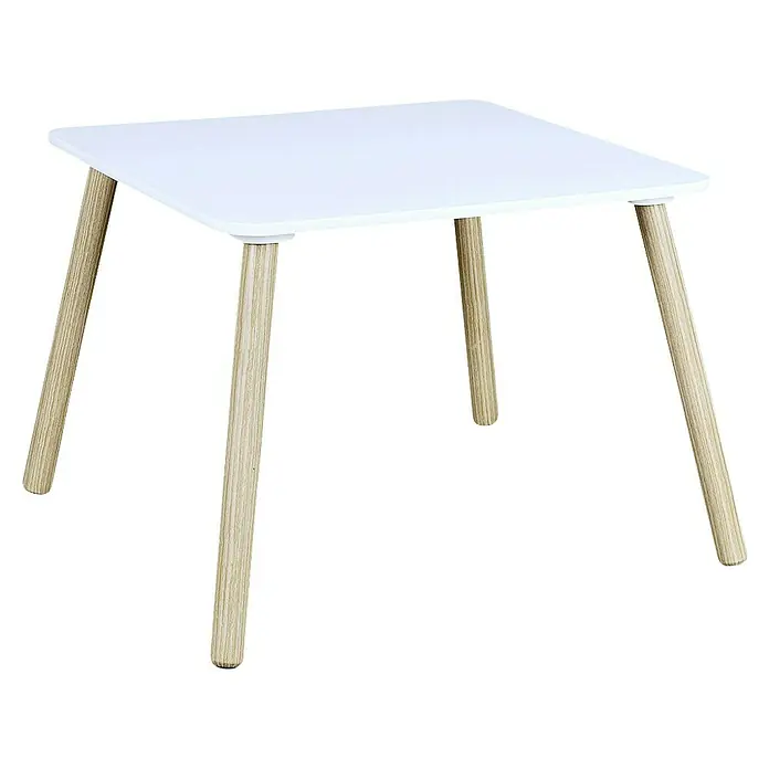Home Deco Kids Mesa infantil con sillas Unicornio - MDF, Blanco, 3 pzs., Específico para: Niños de 3 a 5 años - Mesa infantil blanca con patas de madera clara. La mesa cuadrada es ideal para las habitaciones de los niños para jugar y hacer manualidades.