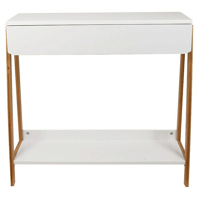 Home Deco Factory Mesa auxiliar (L x An x Al: 34 x 83,8 x 77 cm, Blanco/Marrón, MDF) | BAUHAUS