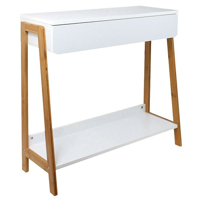 Home Deco Factory Mesa auxiliar (L x An x Al: 34 x 83,8 x 77 cm, Blanco/Marrón, MDF) | BAUHAUS