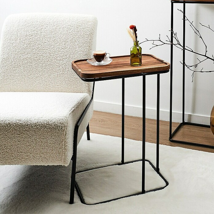 Home Deco Factory Mesa auxiliar Acacia (L x An: 30 x 40 cm, Marrón/Negro) | BAUHAUS