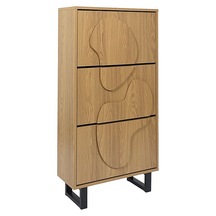 Home Deco Factory Calypso Zapatero (L x An x Al: 24 x 60 x 115 cm, Marrón/Negro, Número de compartimentos: 3 ud., Relieves curvos) | BAUHAUS