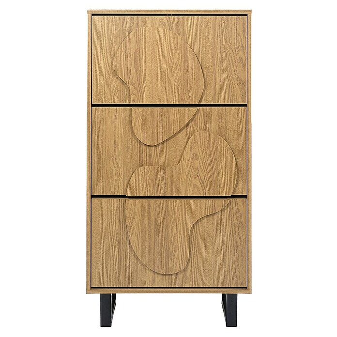 Home Deco Factory Calypso Zapatero (L x An x Al: 24 x 60 x 115 cm, Marrón/Negro, Número de compartimentos: 3 ud., Relieves curvos) | BAUHAUS