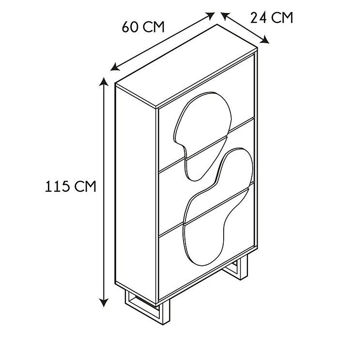 Zapatero Calypso (L x An x Al: 24 x 60 x 115 cm, Marrón/Negro, Número
