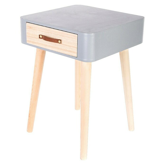 Home Deco Factory Mesita de noche (L x An x Al: 35 x 35 x 48 cm, Gris/Madera, Número de cajones: 1 ud.) | BAUHAUS