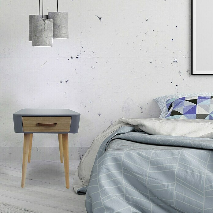 Home Deco Factory Mesita de noche (L x An x Al: 35 x 35 x 48 cm, Gris/Madera, Número de cajones: 1 ud.) | BAUHAUS