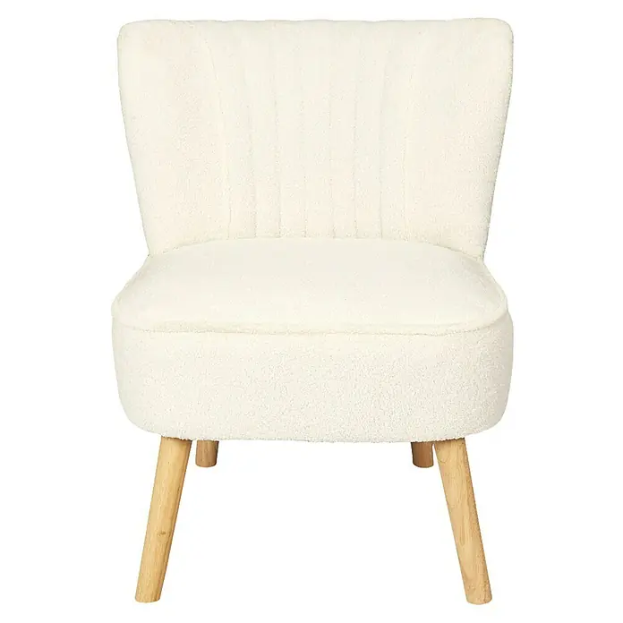 Home Deco Factory Sillón Erika - L x An x Al: 59 x 70 x 72 cm, Blanco - Esta atractiva silla destaca por su tejido color crema y las patas de madera clara, dando un toque moderno a cualquier espacio.