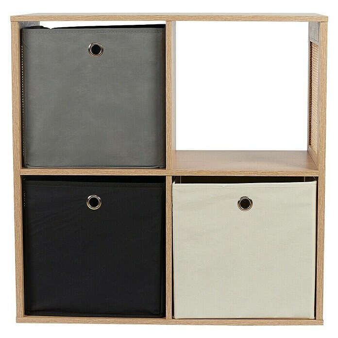 Home Deco Factory Bali Estantería de madera (L x An x Al: 32 x 66 x 66 cm, Marrón, Con ratán trenzado) | BAUHAUS