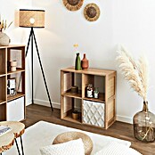 Home Deco Factory Bali Estantería de madera (L x An x Al: 32 x 66 x 66 cm, Marrón, Con ratán trenzado) | BAUHAUS