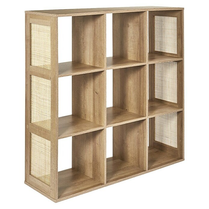 Home Deco Factory Bali Estantería de madera (L x An x Al: 32 x 99,6 x 99 cm, Marrón, Con ratán trenzado) | BAUHAUS