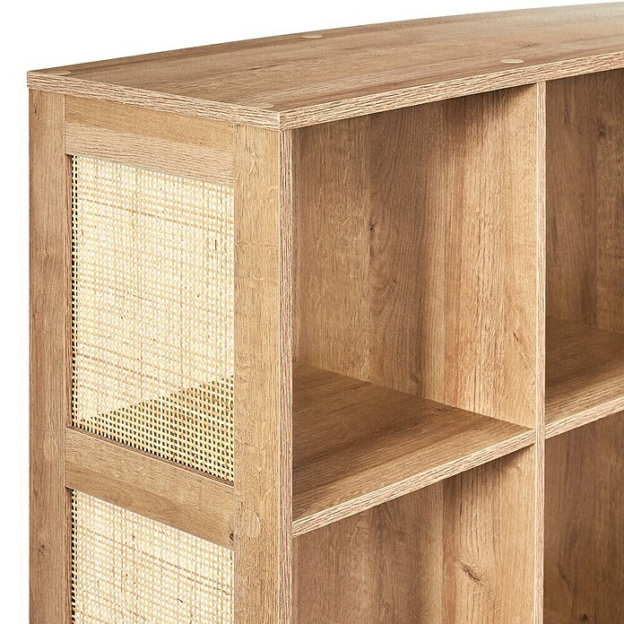 Home Deco Factory Bali Estantería de madera (L x An x Al: 32 x 99,6 x 99 cm, Marrón, Con ratán trenzado) | BAUHAUS