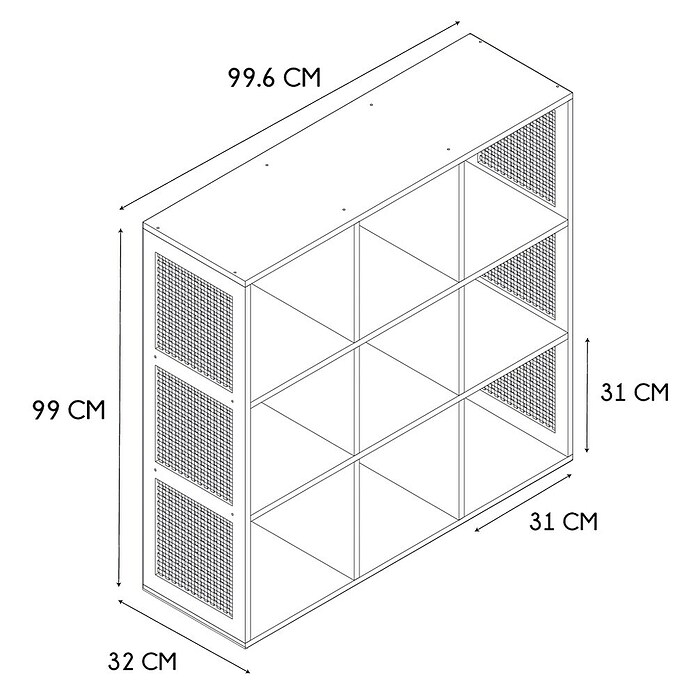 Home Deco Factory Bali Estantería de madera (L x An x Al: 32 x 99,6 x 99 cm, Marrón, Con ratán trenzado) | BAUHAUS
