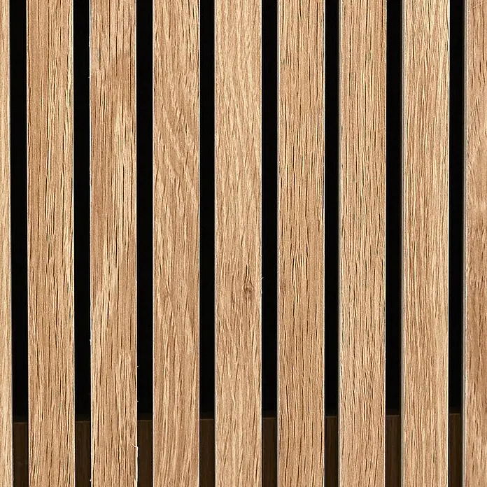 Home Deco Factory Klaus Cómoda con mesitas - 3 pzs., Marrón, Diseño acanalado - Paneles de madera con espacios estrechos y oscuros que crean una decoración de pared moderna y ambiente cálido.