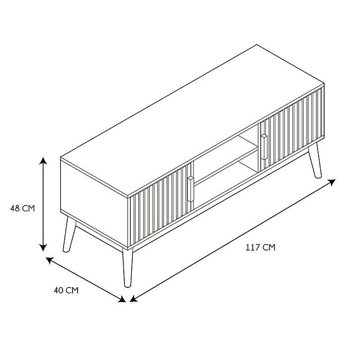 Home Deco Factory Klaus Mueble para TV (L x An x Al: 40 x 117 x 48 cm, Marrón, Diseño acanalado) | BAUHAUS