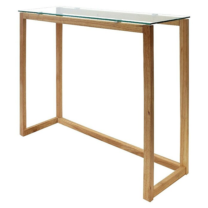 Home Deco Factory Mesa auxiliar (L x An x Al: 32 x 100 x 87 cm, Vidrio templado/Madera de hevea) | BAUHAUS