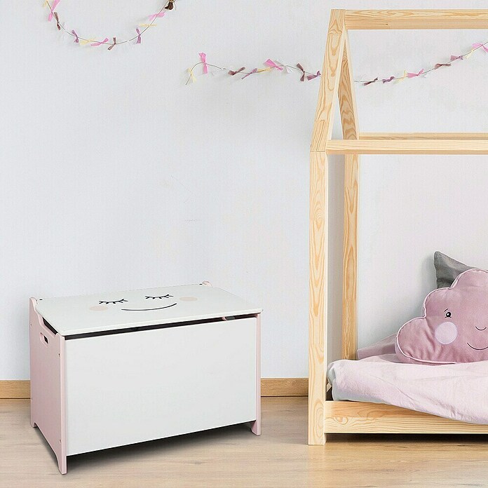 Home Deco Kids Baúl de almacenaje Luna (36,5 x 60,3 x 38 cm, MDF, Gris/Rosa) | BAUHAUS