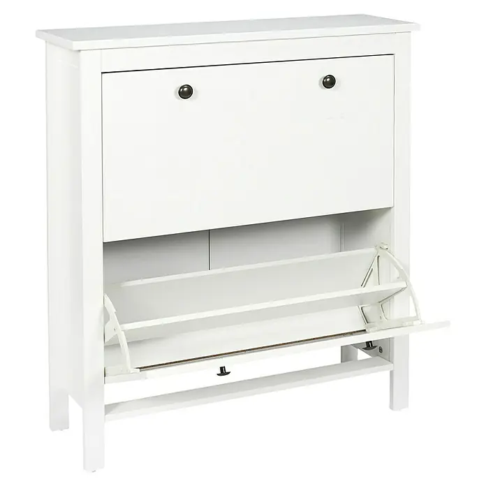 Home Deco Factory Zapatero - L x An x Al: 24,5 x 78 x 92 cm, Blanco, Número de compartimentos: 2 ud. - Elegante diseño de zapatero. El acabado blanco y los cajones abatibles ofrecen un almacenamiento elegante para sus zapatos.