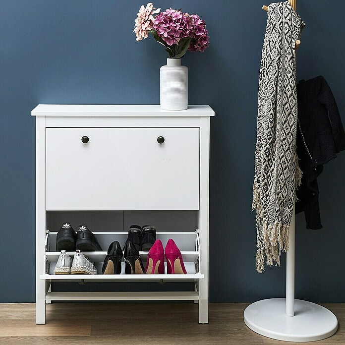 Home Deco Factory Zapatero (L x An x Al: 24,5 x 78 x 92 cm, Blanco, Número de compartimentos: 2 ud.) | BAUHAUS