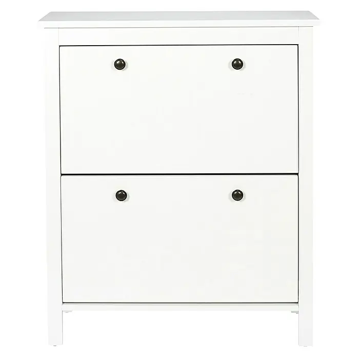Home Deco Factory Zapatero - L x An x Al: 24,5 x 78 x 92 cm, Blanco, Número de compartimentos: 2 ud. - Zapatero blanco con dos puertas y tiradores redondos metálicos para guardar zapatos con estilo.