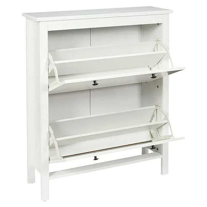 Home Deco Factory Zapatero - L x An x Al: 24,5 x 78 x 92 cm, Blanco, Número de compartimentos: 2 ud. - Elegante zapatero blanco con compartimentos abatibles. Solución práctica de almacenamiento para recibidor o entrada. Diseño moderno.