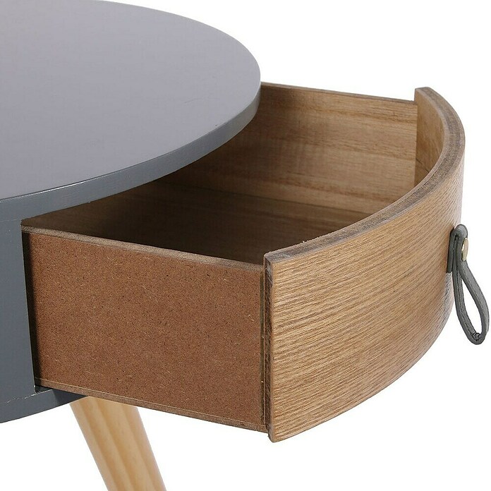 Home Deco Factory Mesa auxiliar (Ø x Al: 35 x 46,5 cm, Gris/Madera, Número de cajones: 1 ud.) | BAUHAUS